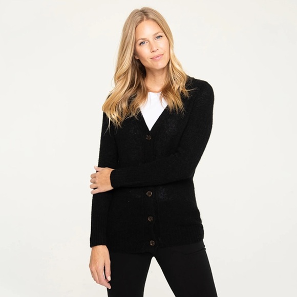 NEW Pacas Baby Alpaca Wool Blend Black Long Cardigan size XS - Picture 1 of 6